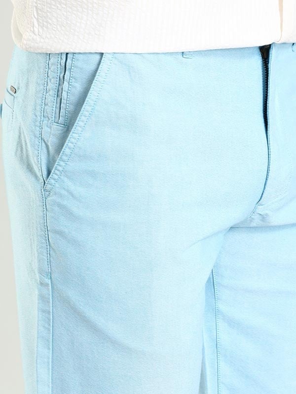Indian Terrain Men's Slim Fit Solid Blue Shorts